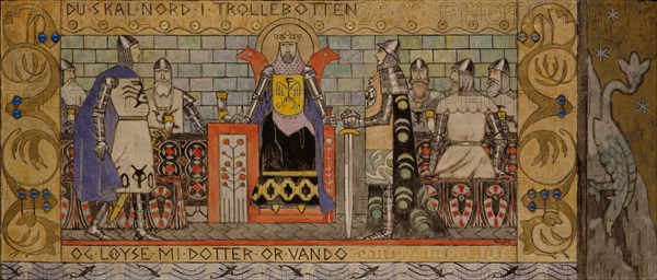 Åsmund in the King's Hall. Artist: Munthe, Gerhard (1849-1929)