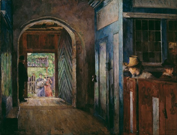 Christening in Tanum Church. Artist: Backer, Harriet (1845-1932)