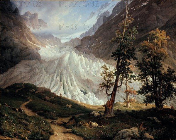The Lower Grindelwald Glacier. Artist: Fearnley, Thomas (1802-1842)