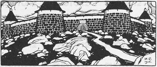 Illustration for the Poem ?Walls Of Cain? by Vyacheslav Ivanov. Adskaya Pochta (Hell's Mail) magazin Artist: Bilibin, Ivan Yakovlevich (1876-1942)