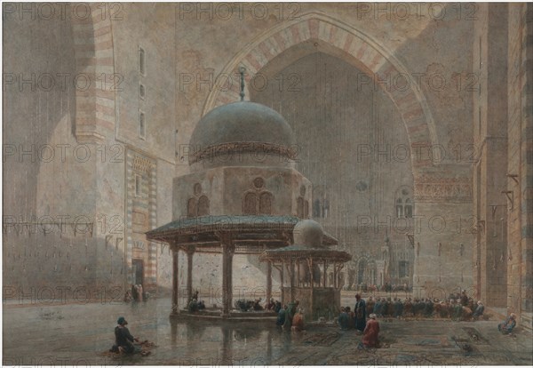 Interior of the Mosque-Madrassa of Sultan Hassan in Cairo. Artist: Goodall, Edward (1795-1870)