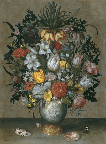 Chinese Vase with Flowers, Shells and Insects. Artist: Bosschaert, Ambrosius, the Elder (1573-1621)