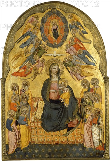 The Virgin of Humility with the Holy Father, the Holy Spirit and the twelve Apostles. Artist: Cenni di Francesco di ser Cenni (active ca 1369-1415)