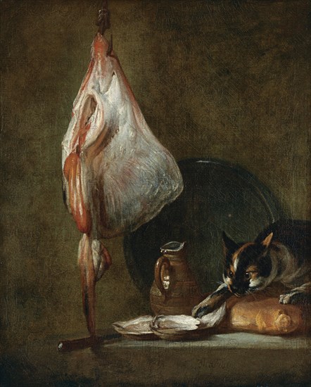 Still Life With Cat and Rayfish. Artist: Chardin, Jean-Baptiste Siméon (1699-1779)