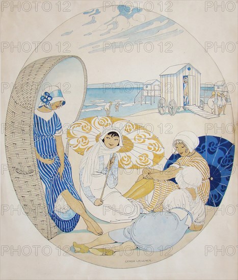 Chatting on the Danish Beach. Artist: Wegener, Gerda (1886-1940)
