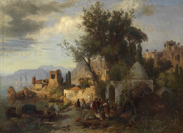 Evening by the Kura River near Tiflis. Artist: Franken, Paul von (1818-1884)