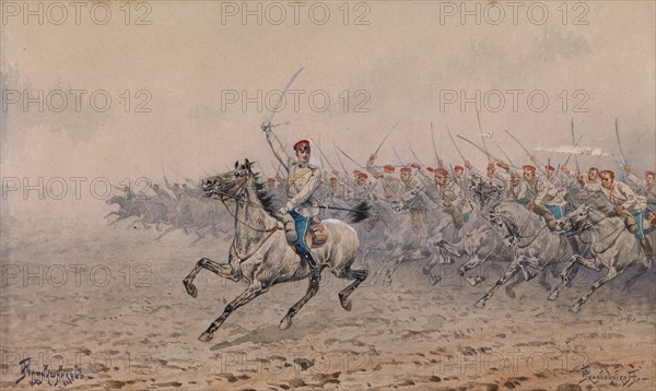 Charge of the Cavalry. Artist: Pryanishnikov, Ivan Petrovich (1841-1909)