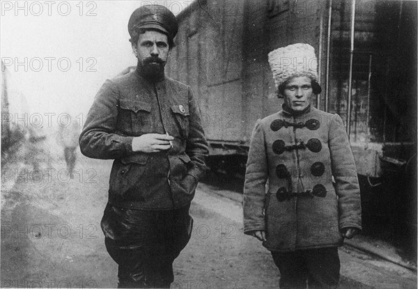 Pavel Dybenko and Nestor Makhno. Artist: Anonymous