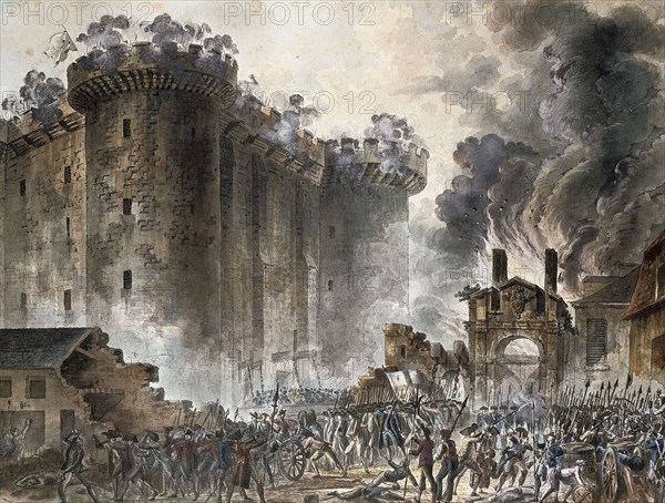 The Storming of the Bastille on 14 July 1789, c. 1789. Artist: Houel, Jean Pierre Laurent (1735-1813)