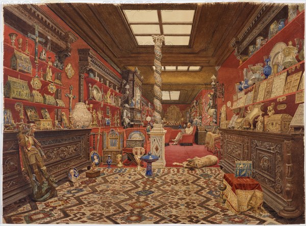 The Gallery of Alexander Basilewsky residence in Paris, 1870. Artist: Vereshchagin, Vasili Vasilyevich (1842-1904)