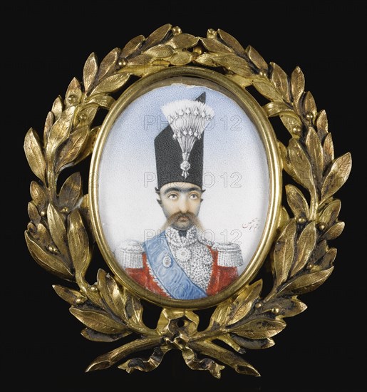 Portrait of Naser al-Din Shah Qajar (1831-1896), ca 1855. Artist: Abu'l Hasan Khan Ghaffari (1814-1866)