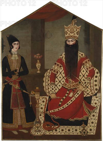 Portrait of Fath Ali Shah Standing (1797-1834), ca 1820. Artist: Mihr Ali (active 1795-1830)