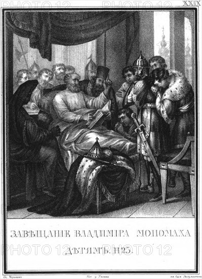The Testament of Vladimir Monomakh to Children, 1125 (From Illustrated Karamzin), 1836. Artist: Chorikov, Boris Artemyevich (1802-1866)
