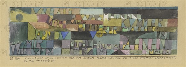 Ah, comme ma peine est encore exacerbée quand tu ne daignes même pas soupçonner les émois de mon coe Artist: Klee, Paul (1879-1940)