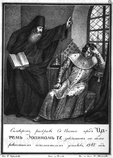 Protopope Silvester before Ivan the Terrible. 1547 (From Illustrated Karamzin), 1836. Artist: Chorikov, Boris Artemyevich (1802-1866)