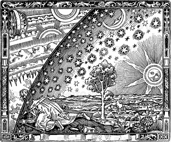 The edge of the firmament (Flammarion engraving) From L'atmosphère. Météorologie populaire by Camill Artist: Anonymous