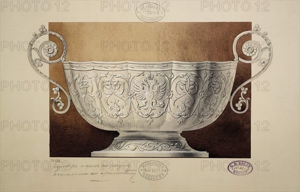 Design of a Bowl Decorated with the Double-Headed Eagle. (Series The Dowry of Grand Princess Maria  Artist: Carl Edvard Bolin company