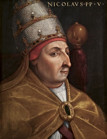 Portrait of Pope Nicholas V (Giovio Series), 1568. Artist: Dell'Altissimo, Cristofano (1525-1605)