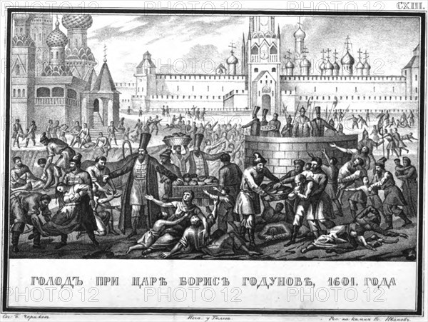 Famine during the reign of Boris Godunov (From Illustrated Karamzin), 1836. Artist: Chorikov, Boris Artemyevich (1802-1866)