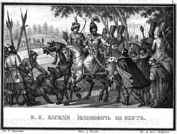 Vasili III Ivanovich on the Hunt (From Illustrated Karamzin), 1836. Artist: Chorikov, Boris Artemyevich (1802-1866)