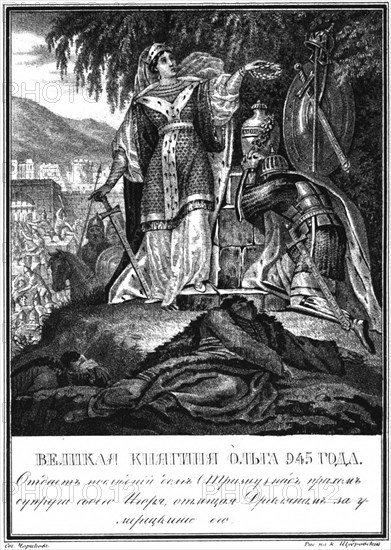 Trizna of Princess Olga 945 (From Illustrated Karamzin), 1836. Artist: Chorikov, Boris Artemyevich (1802-1866)