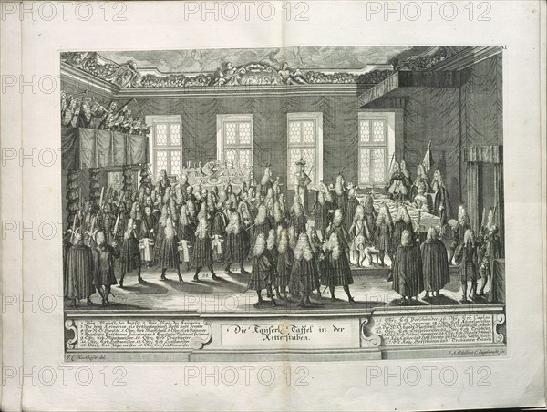 The Ceremony of Reverence to Joseph I at the Knight's Hall of the Hofburg Palace, 1705. Artist: Steinl, Matthias (c. 1644-1727)