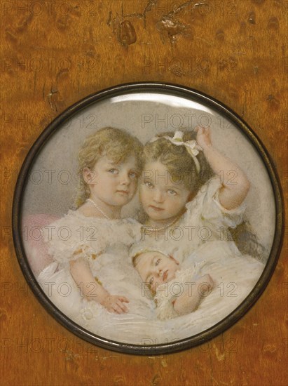 Portrait miniature of Grand Duchesses Olga, Tatiana and Maria of Russia, c. 1900. Artist: Anonymous