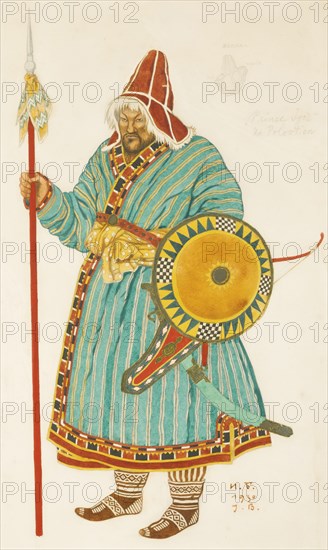 Costume design for the opera Prince Igor by A. Borodin, 1930. Artist: Bilibin, Ivan Yakovlevich (1876-1942)