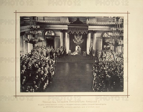 Speech from the throne of Emperor Nicholas II on April 27, 1906, 1906. Artist: Anonymous