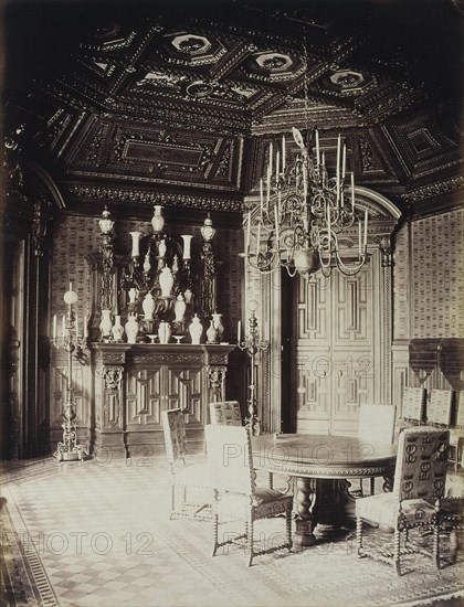 The Stroganov palace in Saint Petersburg. The dining room, 1860s. Artist: Bianchi, Giovanni (1812-1893)