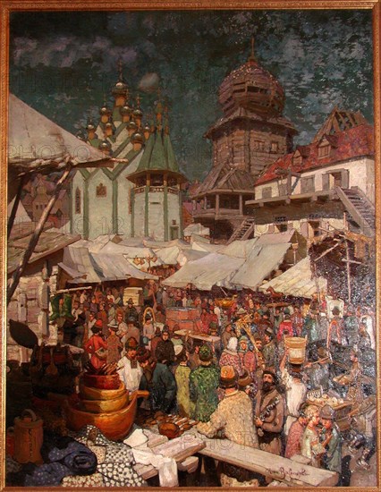 Market. 17th century, 1903. Artist: Vasnetsov, Appolinari Mikhaylovich (1856-1933)