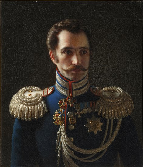 Portrait of Leonty Vasilievich Dubelt (1792-1862), Chief of Staff of the Corps of Gendarmes, c. 1843 Artist: Tyranov, Alexei Vasilyevich (1808-1859)