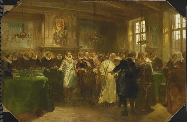 Prince Maurice of Orange receives a delegation from Russia in 1614, 1874. Artist: Rochussen, Charles (1814-1894)