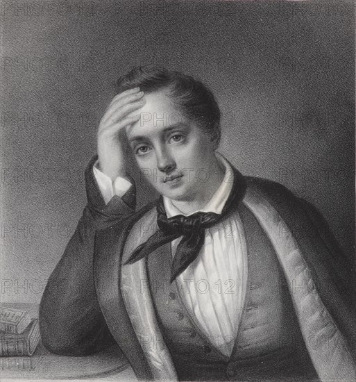 Portrait of the poet Yevgeny Abramovich Baratynsky (1800-1844), 1830s. Artist: Chevalier, Ferdinand (active Mid of 19th cen.)