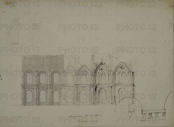 Design of the lateral wall of the Hall of the Order of St. George in the Grand Kremlin Palace, 1838. Artist: Benois, Nikolai Leontyevich (1813-1898)