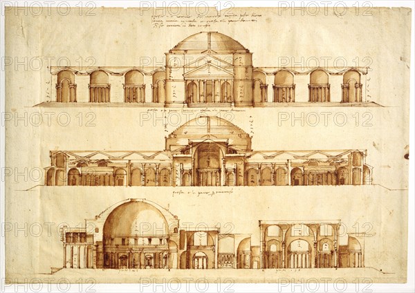 Reconstruction project of the Baths of Agrippa, Rome, c. 1550. Artist: Palladio, Andrea (1508-1580)