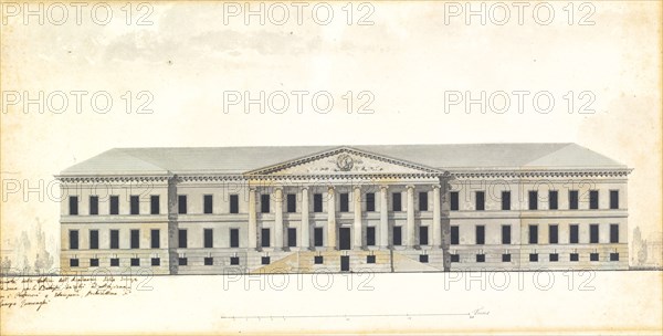 Elevation of the the facade of the Academy of Science in St. Petersburg . Artist: Quarenghi, Giacomo Antonio Domenico (1744-1817)