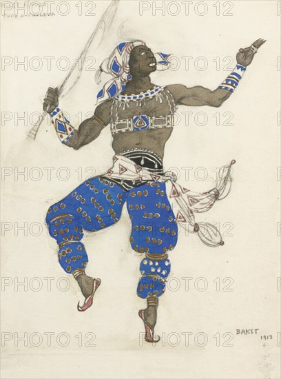 Costume design for the ballet Oriental Fantasy (Ballet Hindu), 1913. Artist: Bakst, Léon (1866-1924)