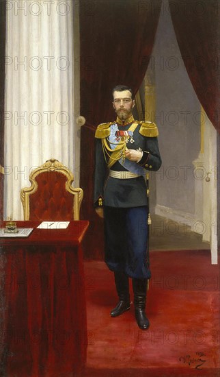 Portrait of Emperor Nicholas II (1868-1918), 1896. Artist: Repin, Ilya Yefimovich (1844-1930)