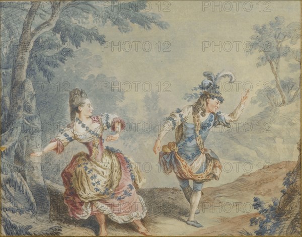Marie Allard and Jean Dauberval in the opéra-ballet Silvie. Artist: Carmontelle, Louis (1717-1806)