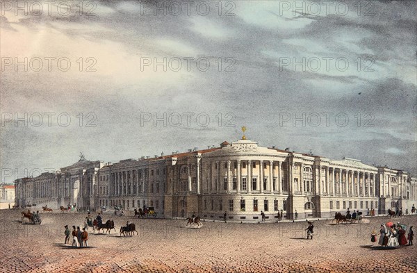 The Senate and Synod Buildings in Saint Petersburg, 1830s. Artist: Anonymous