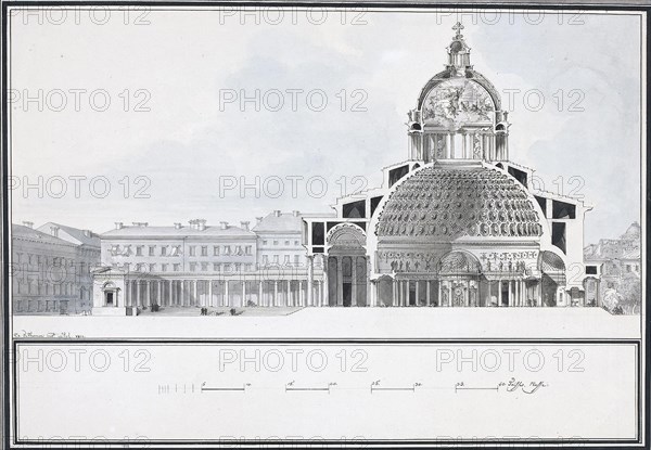 The Kazan Cathedral in Saint Petersburg, 1800. Artist: Thomas de Thomon, Jean François (1754-1813)