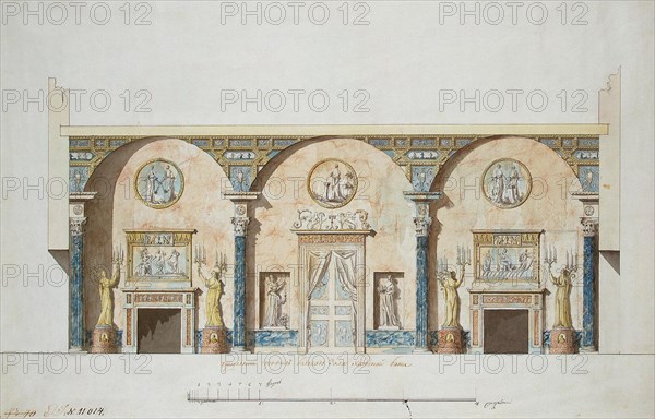 Design for the main hall in the Agate Pavilion at Tsarskoye Selo, Early 1780s. Artist: Cameron, Charles (ca. 1730/40-1812)