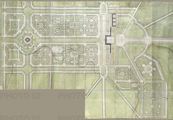 Design for the Strelna palace and park, 1717. Artist: Le Blond, Jean-Baptiste Alexandre (1679-1719)