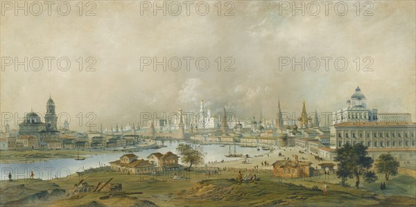 View of the Moscow Kremlin from the Ustinsky Bridge. Artist: Bossoli, Carlo (1815-1884)