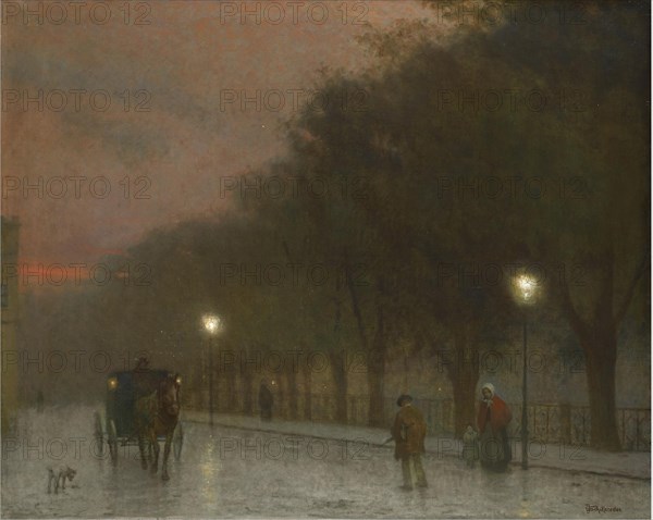 Prague at dusk, c. 1910. Artist: Schikaneder, Jakub (1855-1924)