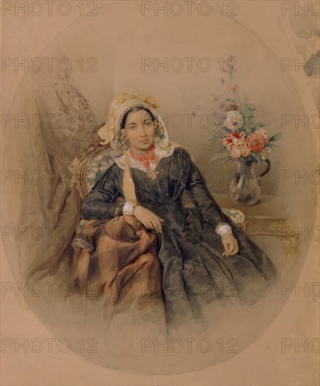 Portrait of Baroness Iuliania Ivanovna Klodt von Jürgensburg, 1845. Artist: Sokolov, Pyotr Fyodorovich (1791-1848)