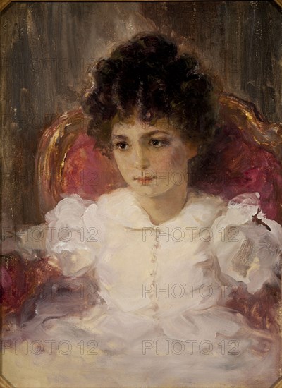 Portrait of Tatyana Sergeevna Khokhlova, née Botkina (1897-1985) as Child. Artist: Serov, Valentin Alexandrovich (1865-1911)