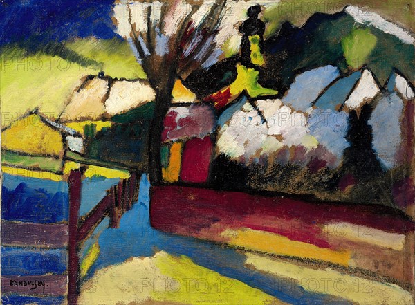 Autumn landscape with a tree (Herbstlandschaft mit Baum), 1910. Artist: Kandinsky, Wassily Vasilyevich (1866-1944)