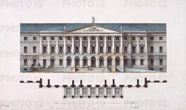 Project of Smolny Institute. The Main Facade and the Ground Floor Plan, 1806-1808. Artist: Quarenghi, Giacomo Antonio Domenico (1744-1817)